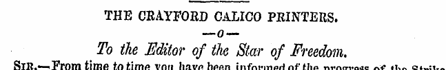 THE CRAYFORD CALICO PRINTERS. —0 — To th...
