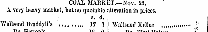 COAL MARKET.—Nov. 23. i A very heavy mar...