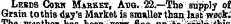 j weainer i Lesds Cork Market, Atjo. 22.—-The snpply of Grain tpthia day's Market is smaUerthanUWwflck;