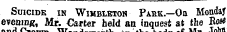 oi sir Suicide in Wimbleton Park.—On Mon&lt;feJ evening, Mr. Carter held aa inquest at the Rosi