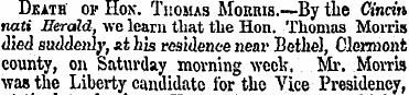 Death op Hon. Thomas MoRais.—By the Cinc...