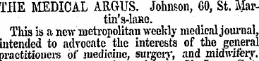 THE MEDICAL ARGUS. Johnson, CO, St. Mart...