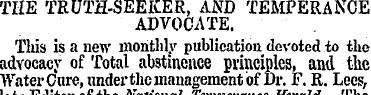 THE TRUTH-SEEKER, AND TEMPERANCE ADVOCAT...