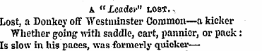 A "Leader" tost.. Lost, a Donkey off Wes...