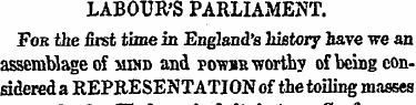 ? LABOUR'S PARLIAMENT. For the first tim...