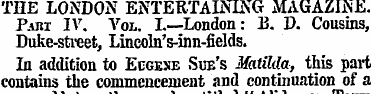 THE LONDON ENTERTAINING MAGAZINE. Pari I...