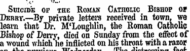 Suicide op the Roman Catholic Bishop oi ...