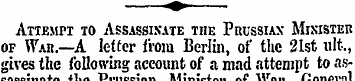 Attempt to Assassixate the Prussian Mini...