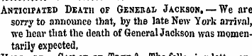 Anticipated Death of General Jackson, —W...