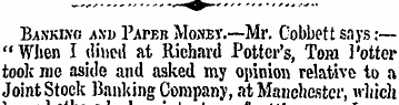 Banking and Paper Money.—Mr. Cobbett say...