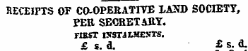 BECEirTS OF CO-OPERATIVE LAND SOCIETY, P...