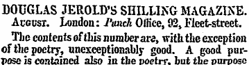 DOUGLAS JEROLD'S SHILLING MAGAZINE. Augu...