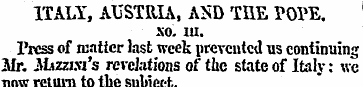 ITALY, AUSTRIA, AND THE TOPE. so. m. Pre...