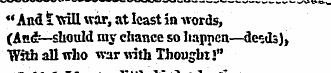 " And t ttill war, at least in words, (A...