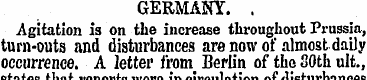 GERMANY. . Agitation is on the increase ...