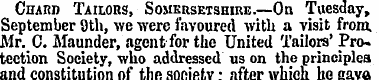 Chard Tailors, Somersetshire.—On Tuesday...