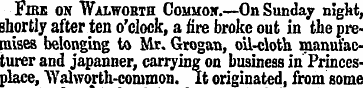 Fire on Walworth Common.—On Sunday night...