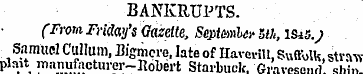BANKRUPTS. (From. Friday's Gazette, Sept...