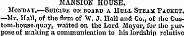 MANSION HOUSE. Monday.—Suicide on boabd ...