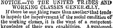 NOTICE.—TO THE UNITED TRIBES'MI> "WORKIN...