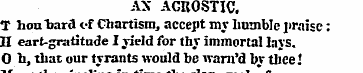 AX AGROSTIC. T houhard of Chartism, acce...