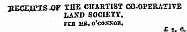 TJECEIPXS- QF THE CHARTIST CO-OPERATIVE ...