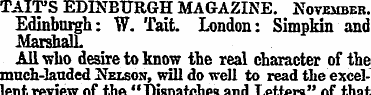 TAITS EDINBURGH MAGAZINE. November. Edin...