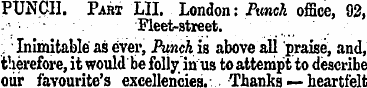 PUNCH. Part XII. London: Punch office, 9...