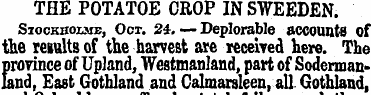THE POTATOE CROP IN SWEEDEN. Siockbolme,...