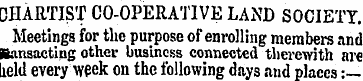 CHARTIST CO-OPERATIVE LAND SOCIETY. Meet...