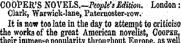 COOPER'S NOVELS.-People's Edition. Londo...