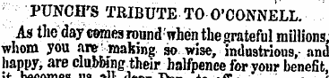 PUNCH'S TRIBUTE TO O'CONNELL. As the day...