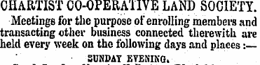 CHARTIST CO-OPERA'IIVE LAND SOCIETY. Mee...