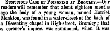 Suspicious Case of Poisoning at Bromley....