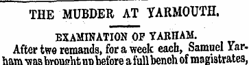 THE MUBDER AT YARMOUTH. EXAMINATION OF Y...