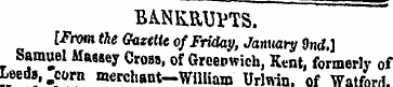 BANKRUPTS. [From the Gazette of Friday, ...