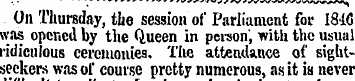 On 'Ihursday, the session of Parliament ...