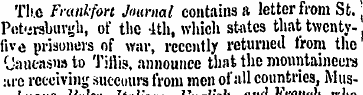 Tlie Frankfort Journal contains a letter...