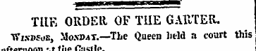 TUE ORDER OF TUE GARTER. Tfi.vi.St.E, Mo...