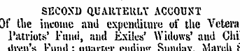 SECOND QUARTERLY ACCOUNT Of the income a...