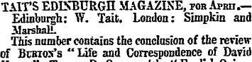 TAIT'S EDINBURGH MAGAZINE, por Aran.— Ed...