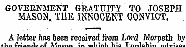 GOVERNMENT GRATUITY TO JOSEPH MASON, THE...