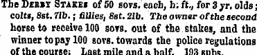 The Deb»y Stakes of 50 sovs. each, h;ft....