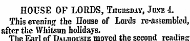 HOUSE OF LORDS, Thursday, June i. This e...