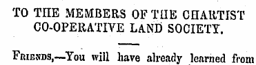 TO TnE MEMBERS OF TIIE CHARTIST CO-OPERA...