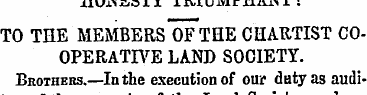 TO THE MEMBERS " OF THE CHARTIST COOPERA...