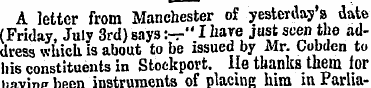 A letter from Manchester of yesterday s ...