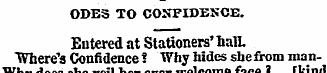 ODES TO CONFIDENCE. Entered at Stationer...