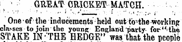 y • GREAT CRICKET MATCH. Oneof the induc...