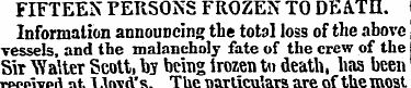 FIFTEEN PERSONS FROZEN TO DEATH. Informa...